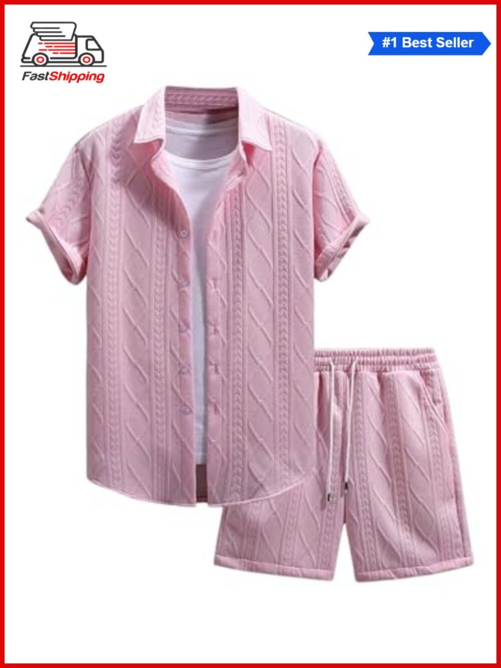 ✨ Men's 2-Piece Linen Shorts Set Button Down Shirt Cruise Vacation Outfit